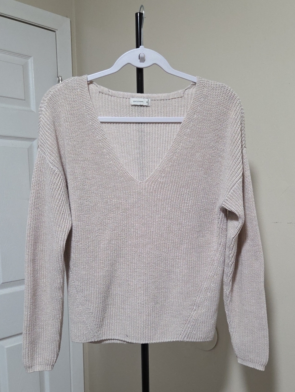 Gentle Fawn V-Neck Sweater in Light Taupe